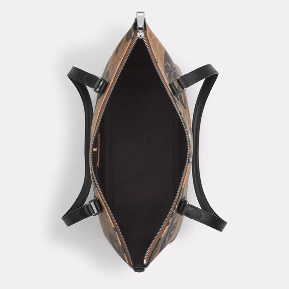 🎁 Coach Gallery Tote Bag In Signature Canvas With Bow Print Brown/Black - Picture 3 of 9